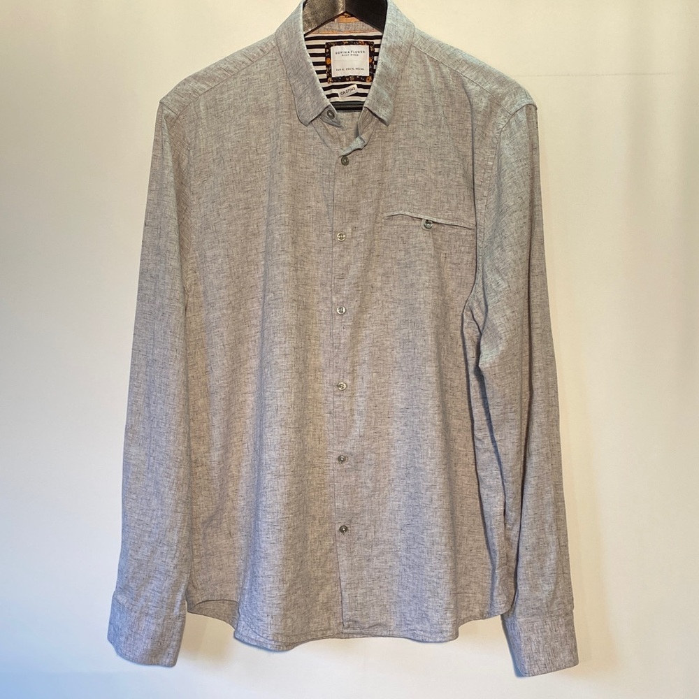 Denim & Flower Men's Light Gray Long-Sleeve Button-Down Shirt